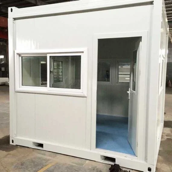 10ft flat pack booth with door open showing finished floor