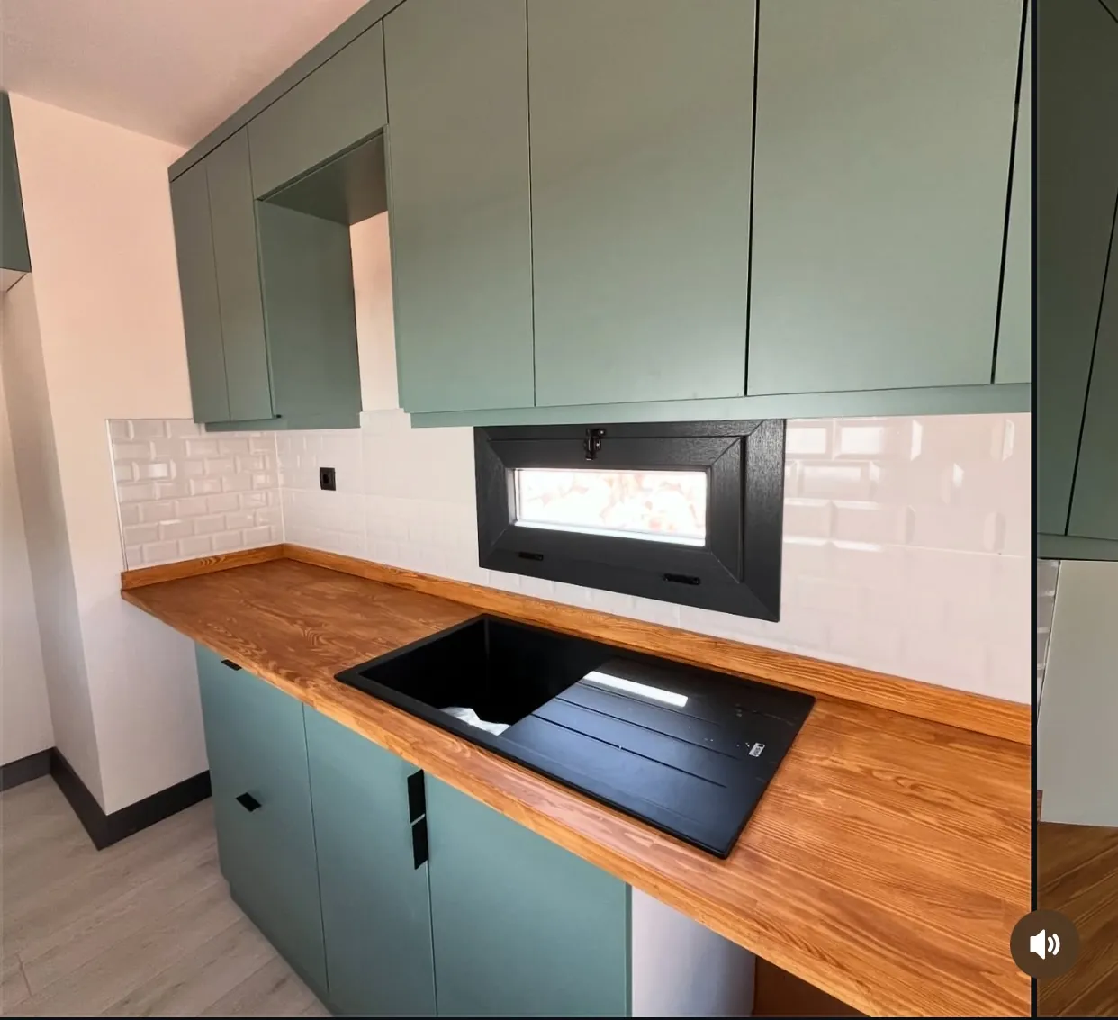 40ft container home kitchen countertop and sink detail