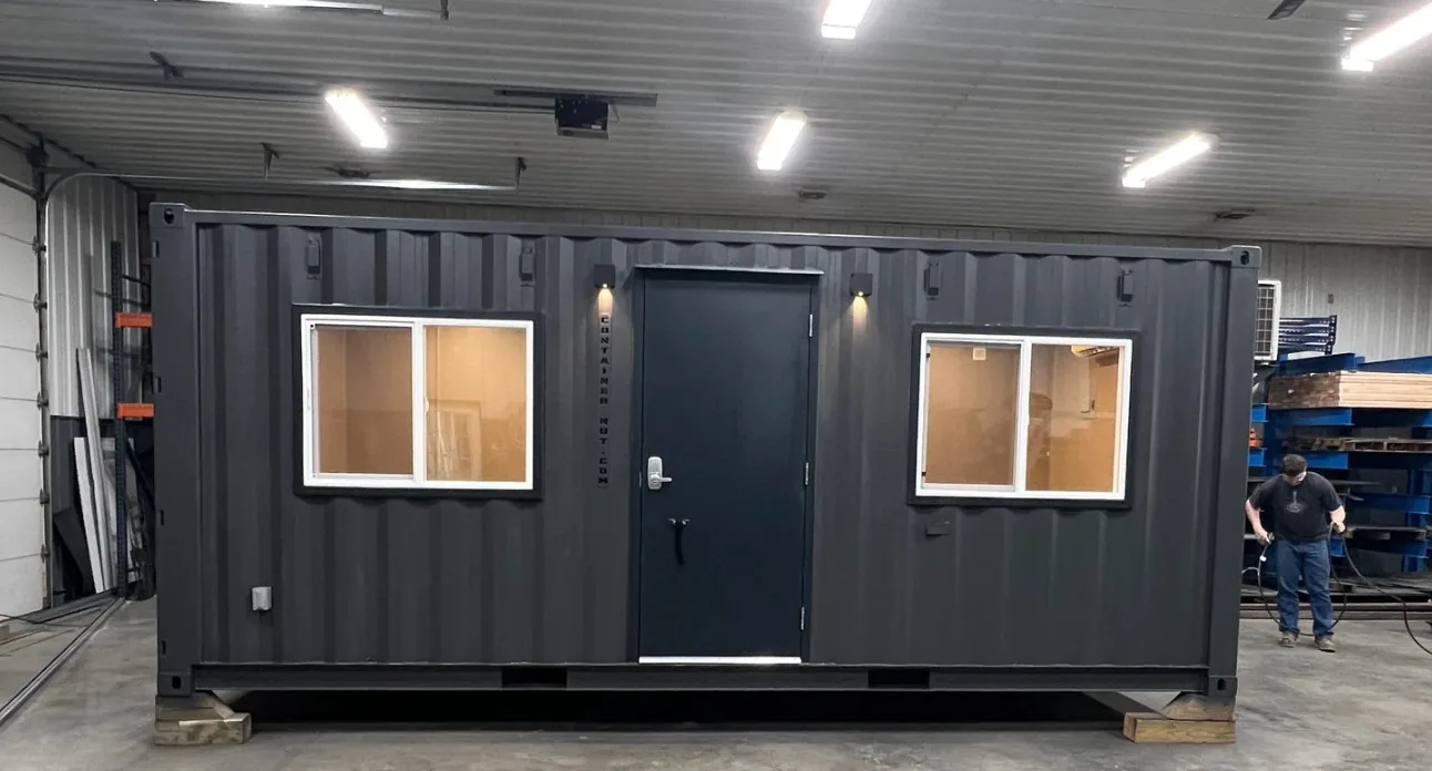 20ft modified charcoal office container in the shop