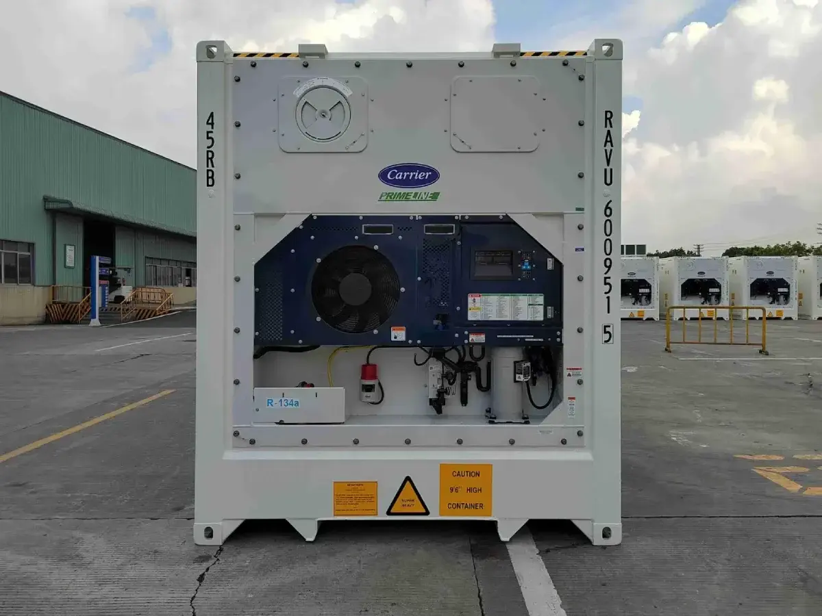 Carrier refrigeration unit mounted on a 40 foot reefer container
